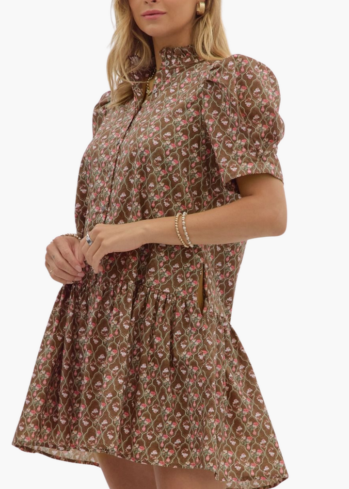 Lara Mini Dress in Brown