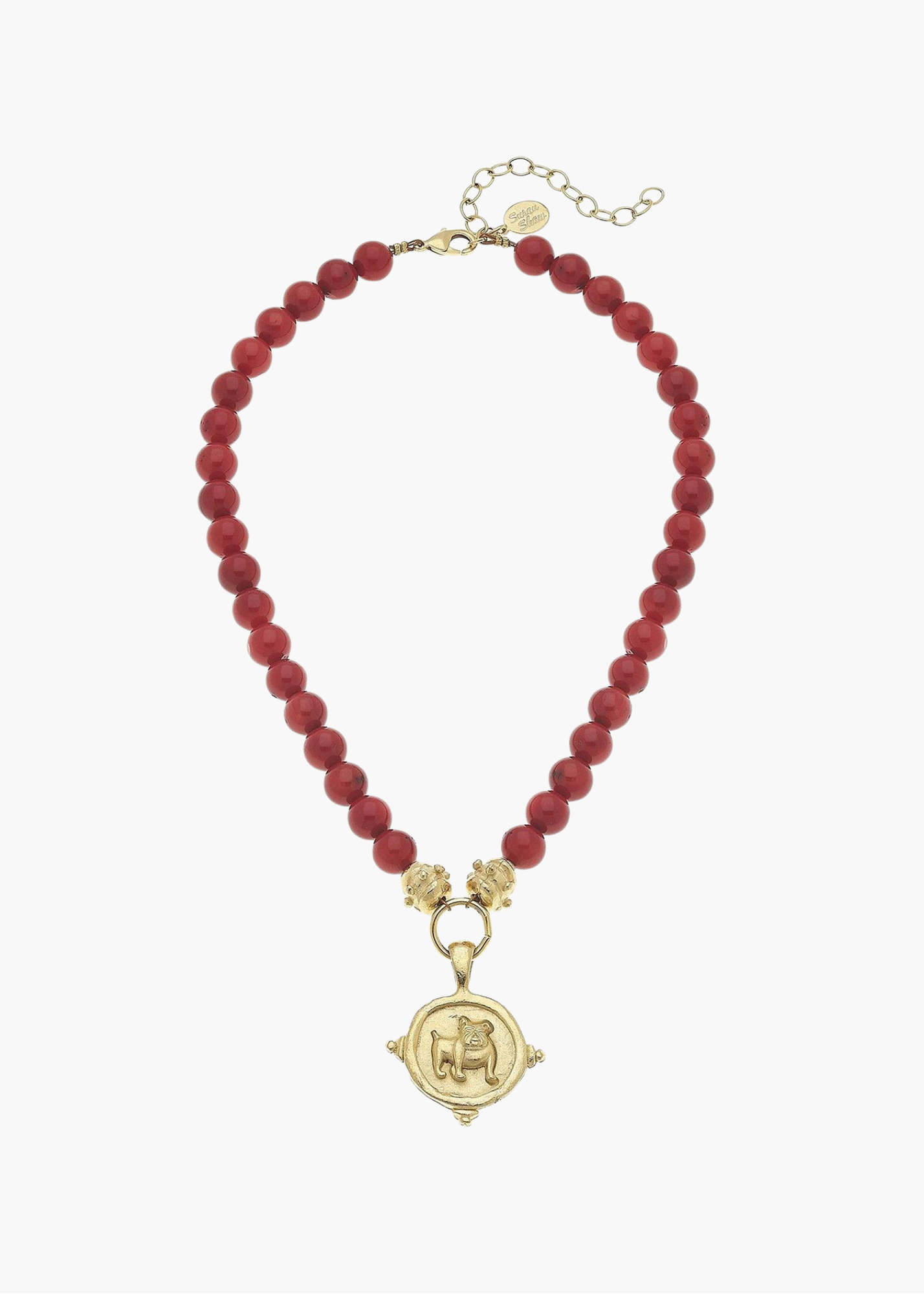 Bulldog + Red Coral Necklace