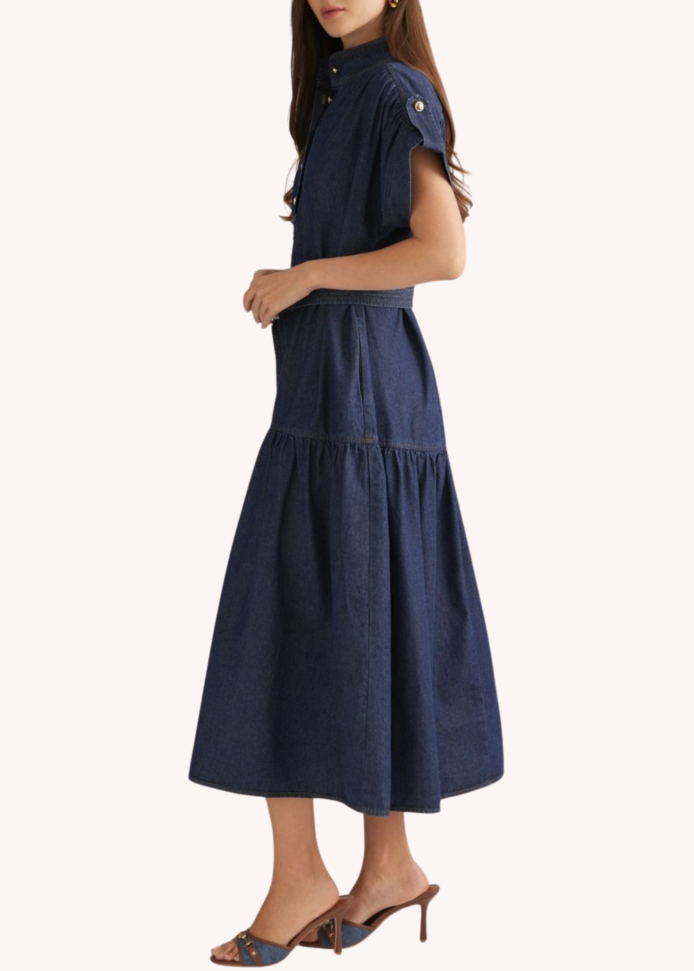 Betsy Midi Dress in Dark Denim