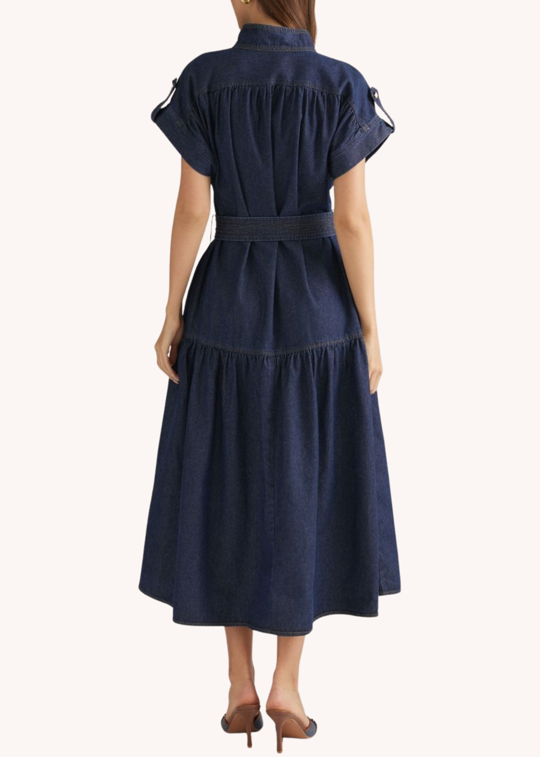 Betsy Midi Dress in Dark Denim