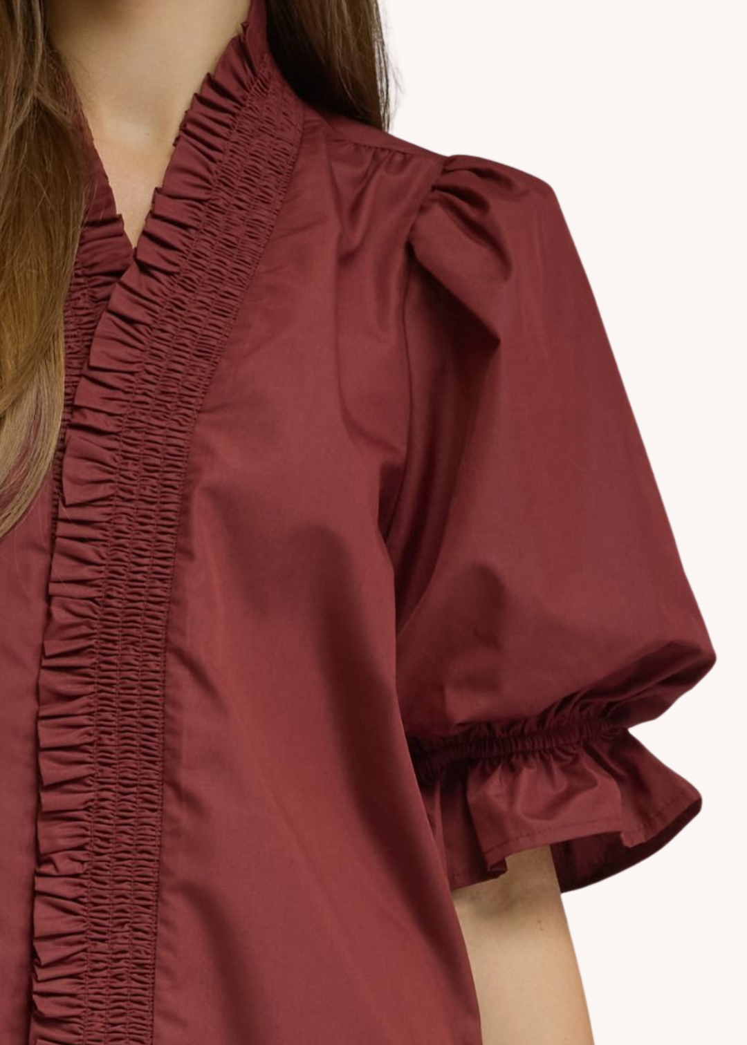 Mila Puff Sleeve Top in Wine