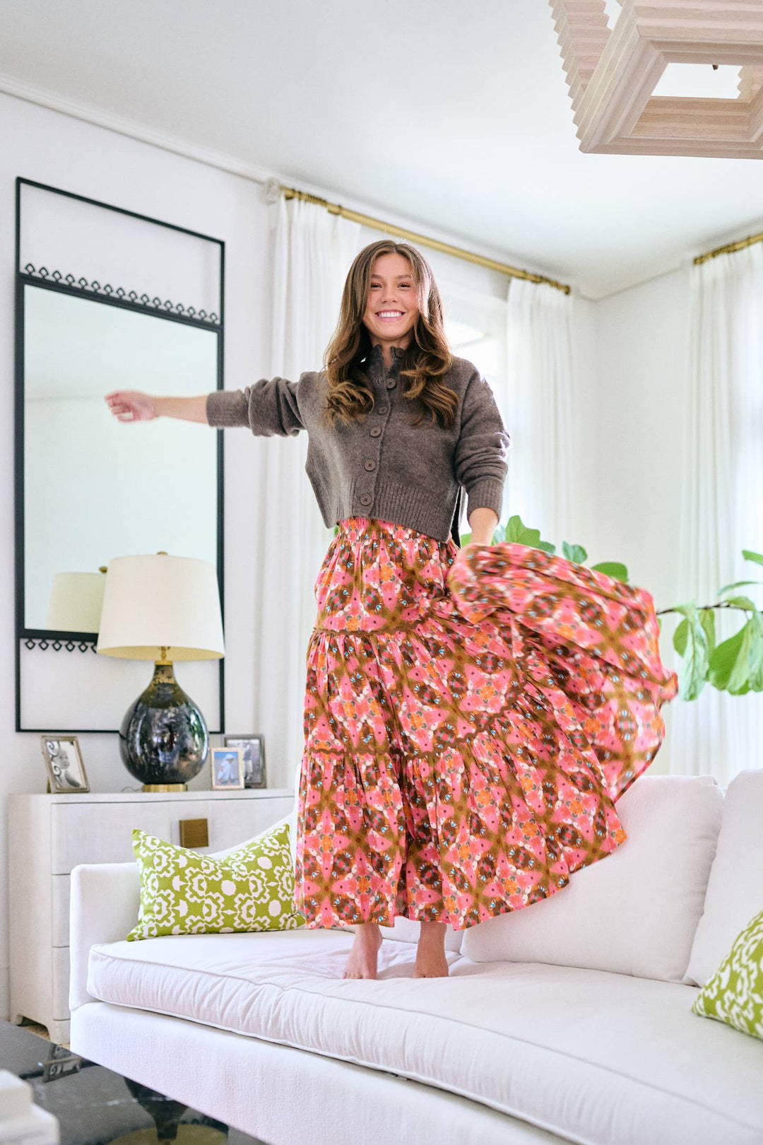 Jess Tiered Maxi Skirt in Farmhouse Pink