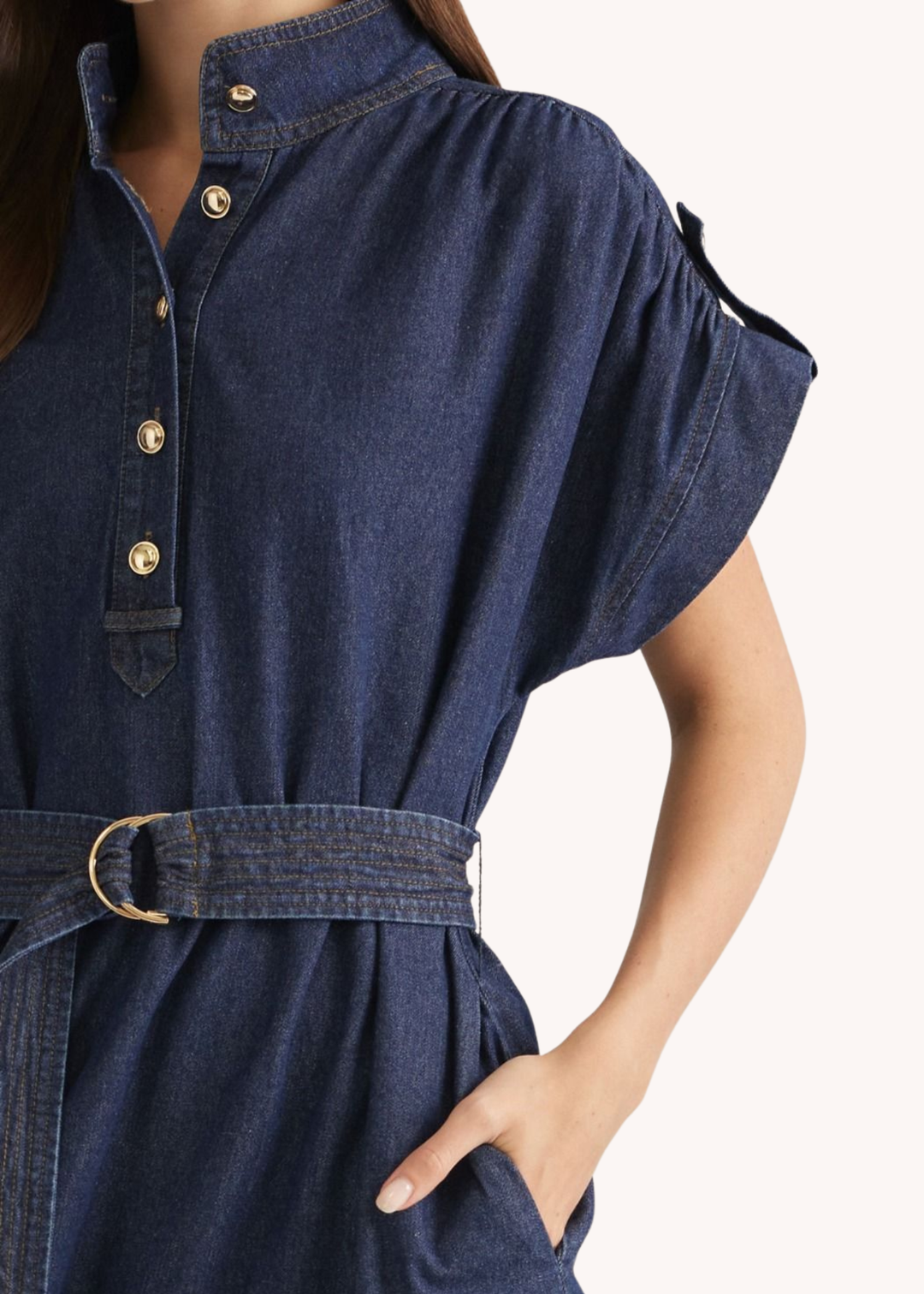 Betsy Midi Dress in Dark Denim