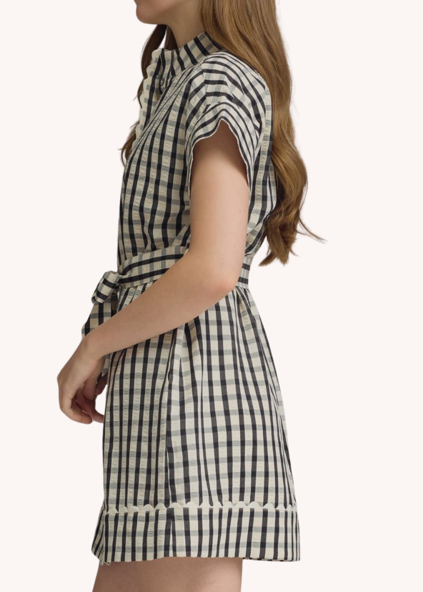 Madeline Gingham Mini Dress in Black