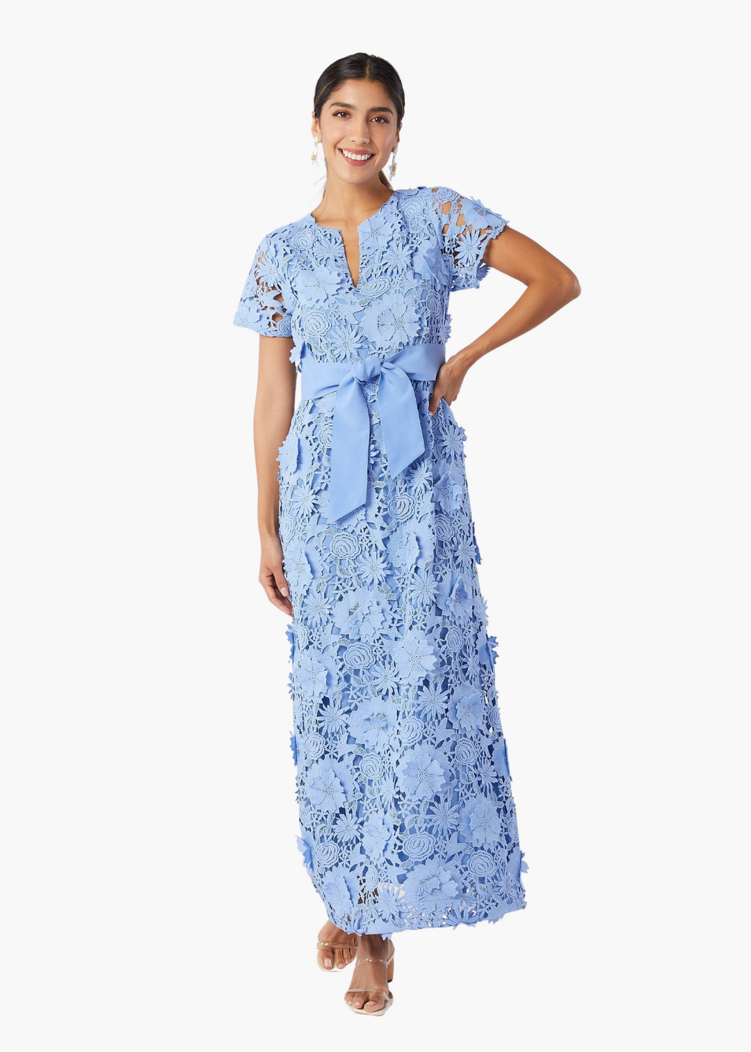 Heidi Caftan Gown in Cornflower Blue