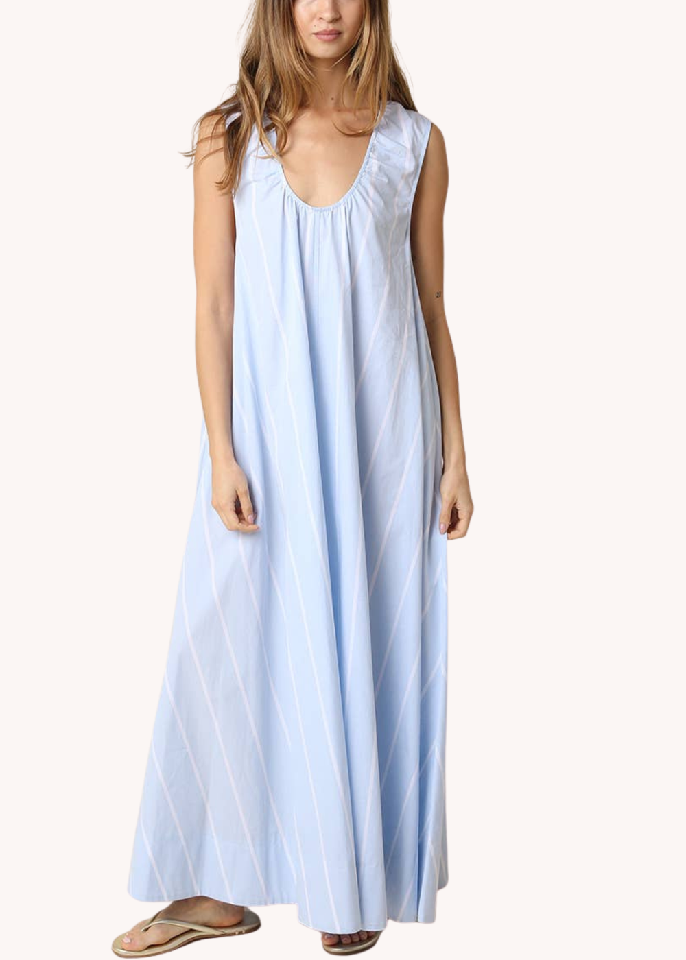 Lilah Stripe Maxi Dress in Light Blue Poppy and Pink Lilah Stripe Maxi Dress in Light Blue Poppy and Pink
