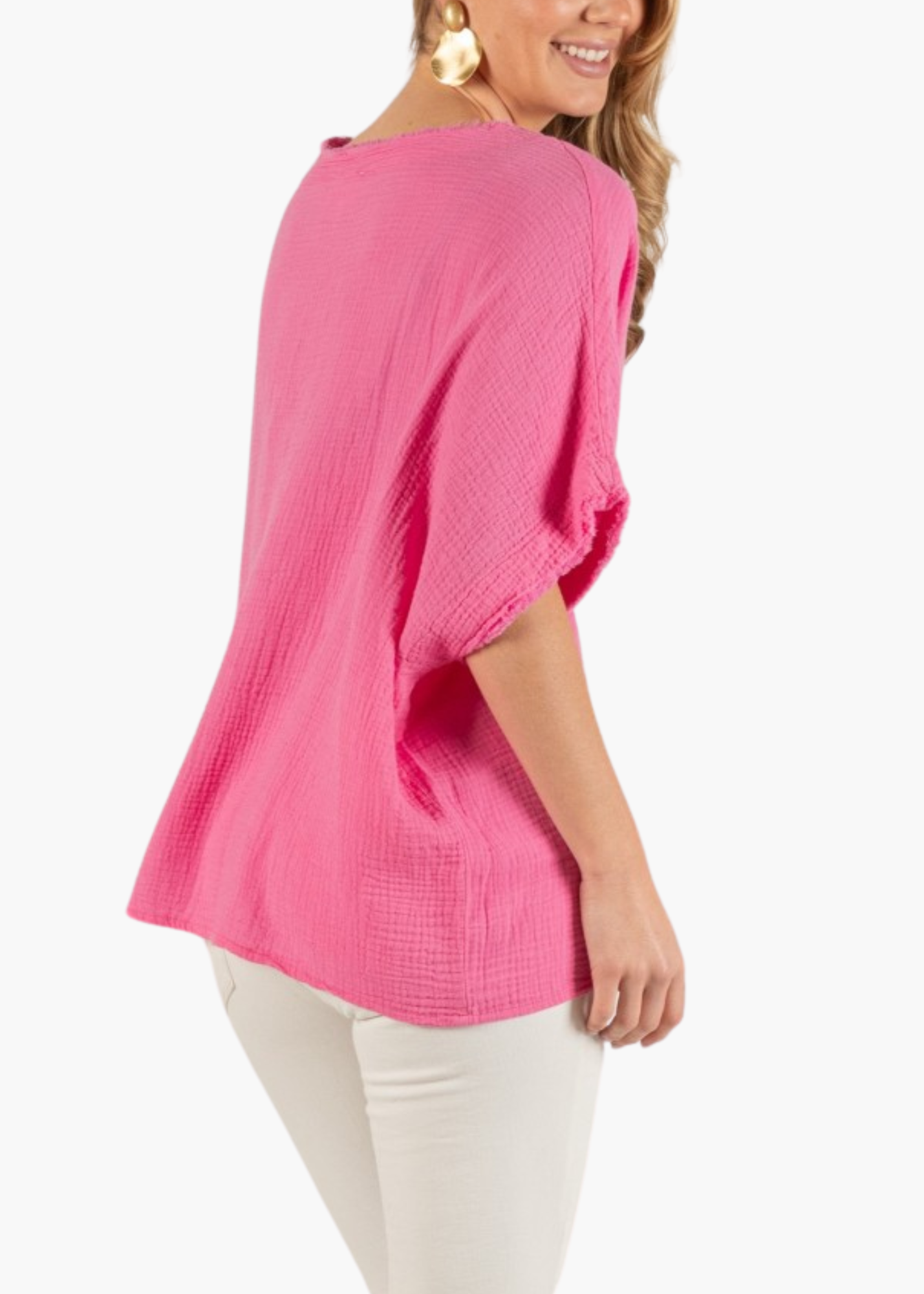 Soft-Gauze Poncho in Pink