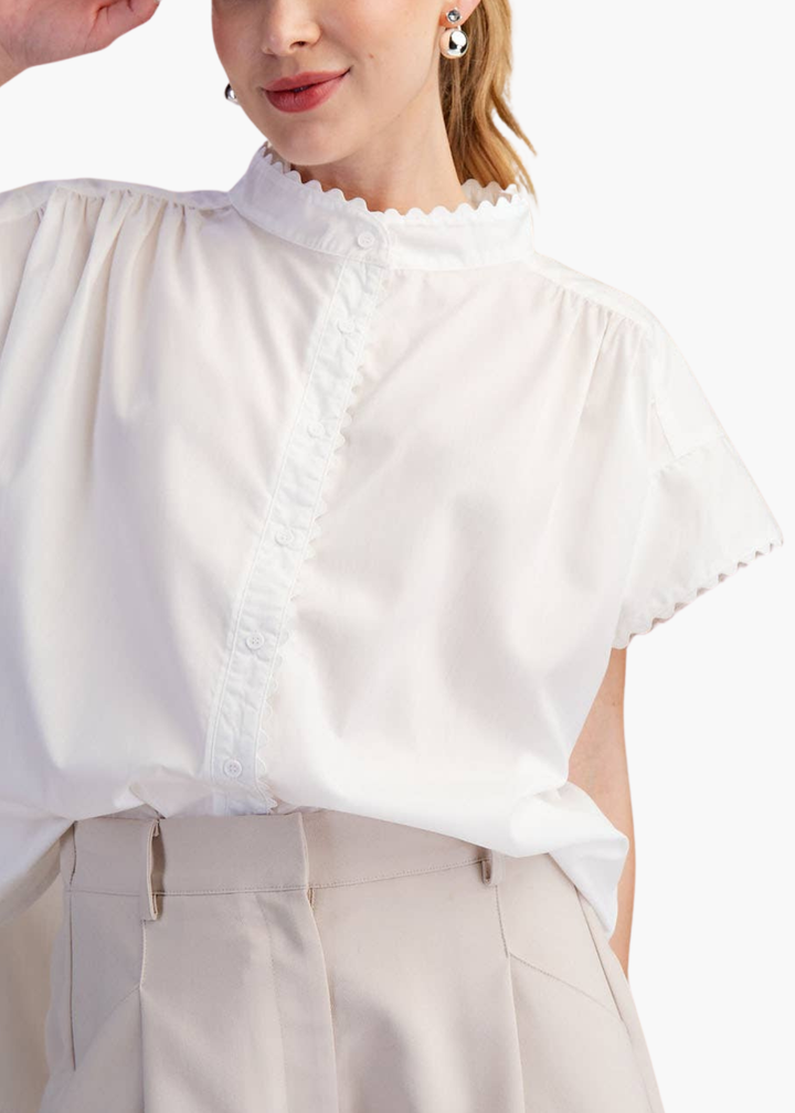 Cap Sleeve Oversized Shirt in White