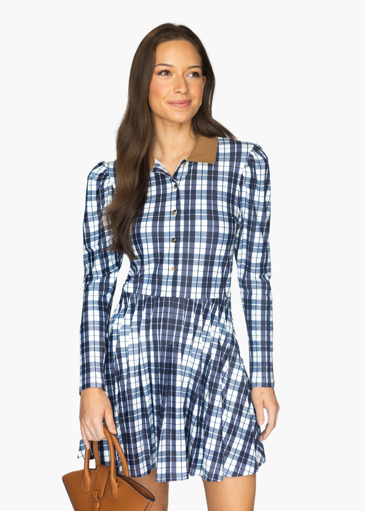 Edith Dress in Mariner's Plaid