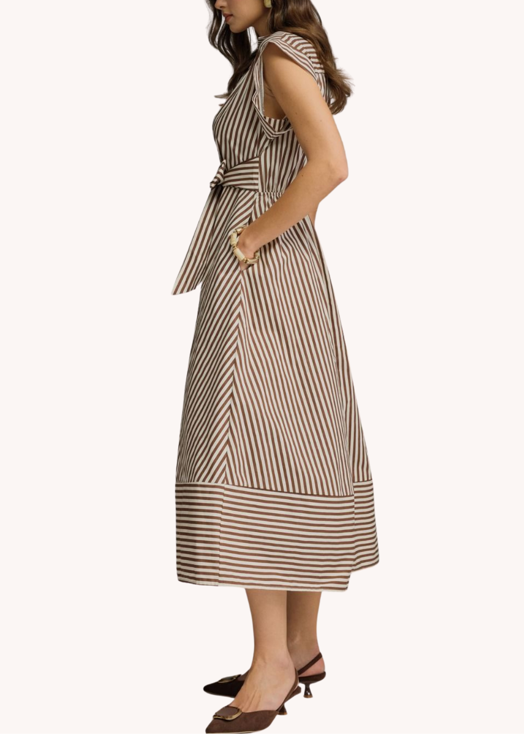 Callahan Cotton Midi Shirt Dress in Brown