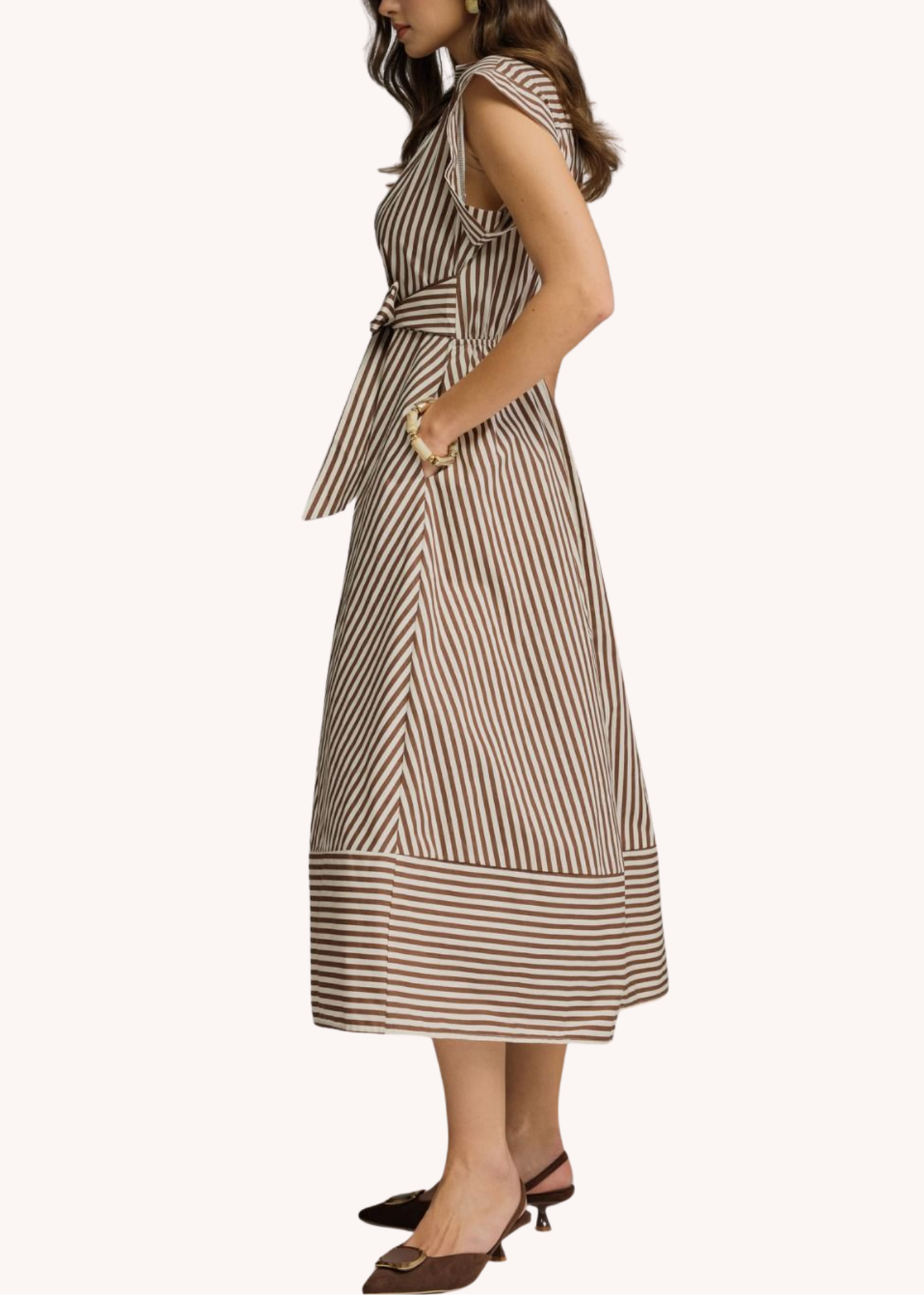 Callahan Cotton Midi Shirt Dress in Brown