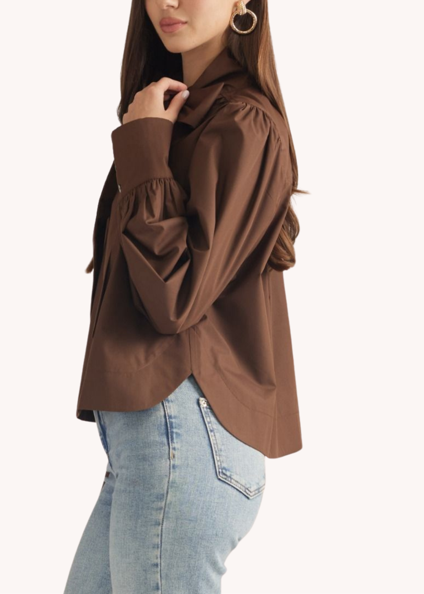 Dylan Cotton Neck Tie Top in Chocolate