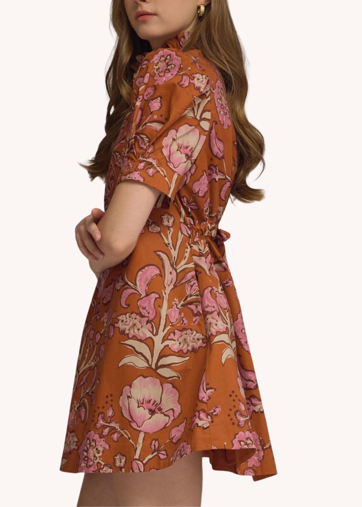 Abigail Mini Dress in Rust