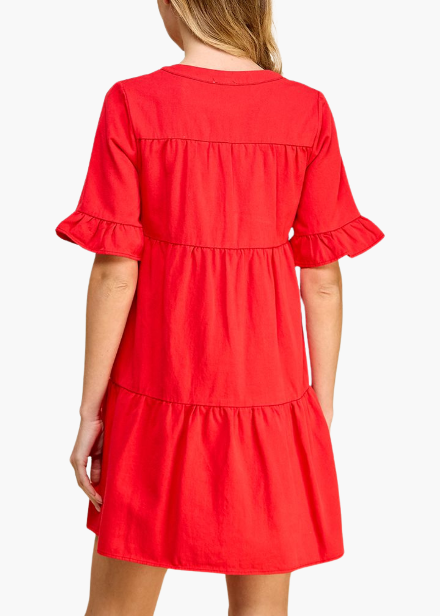 Gigi Tiered Mini Dress in Red