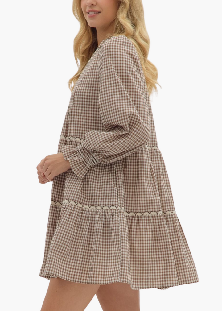 Harriet Mini Dress in Brown