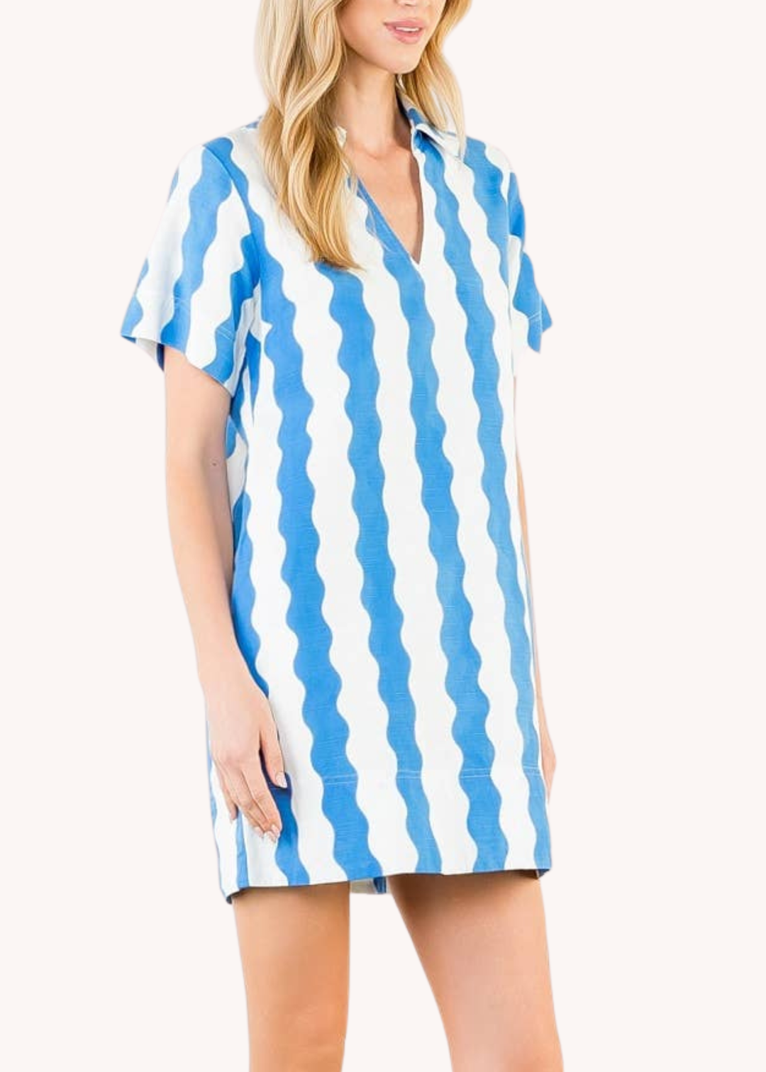 Cotton Mini Dress in Wave