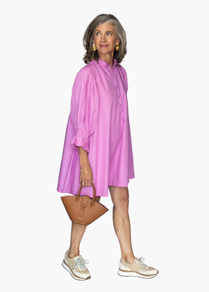 Abigail Pleated Sleeve Mini Dress in Orchid