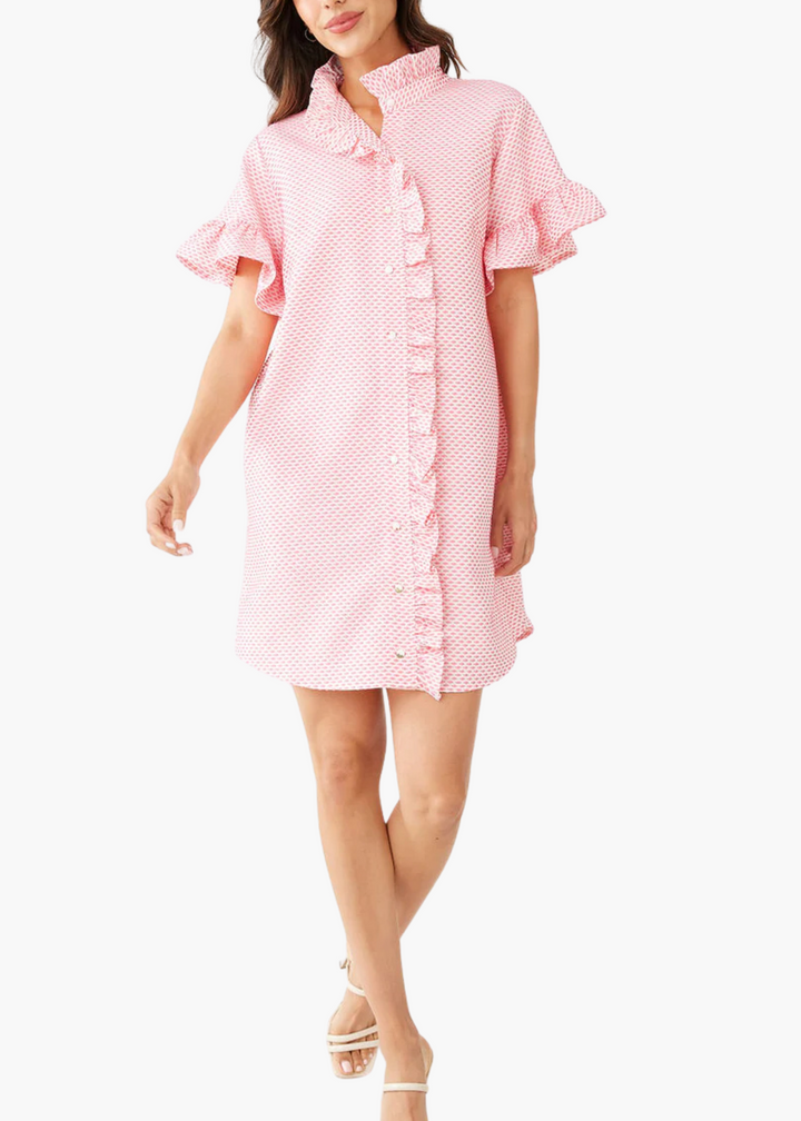 Katie Dress Salmon Tufted Cotton