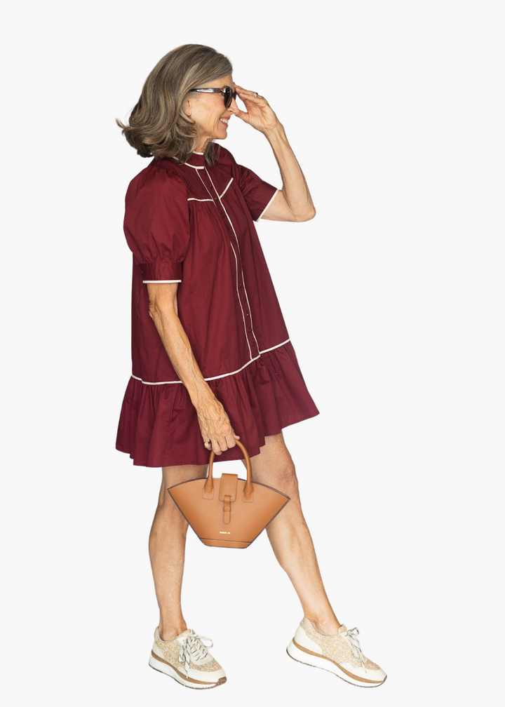 Tillie Mini Dress in Maroon