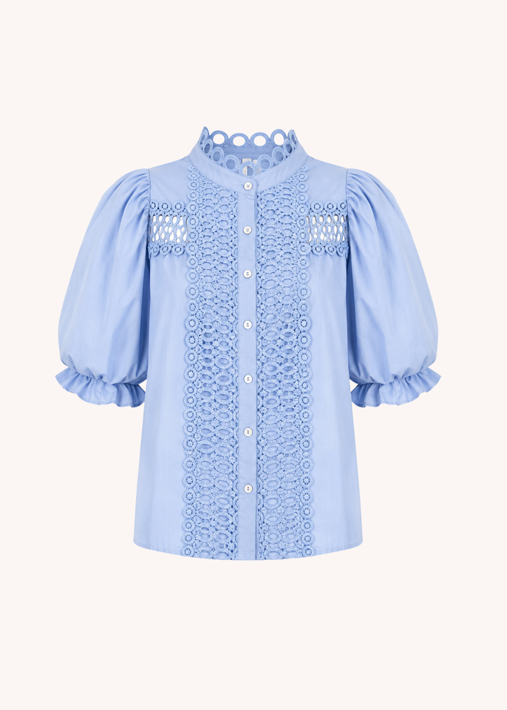 Marlena Puff Sleeve Top in Light Blue