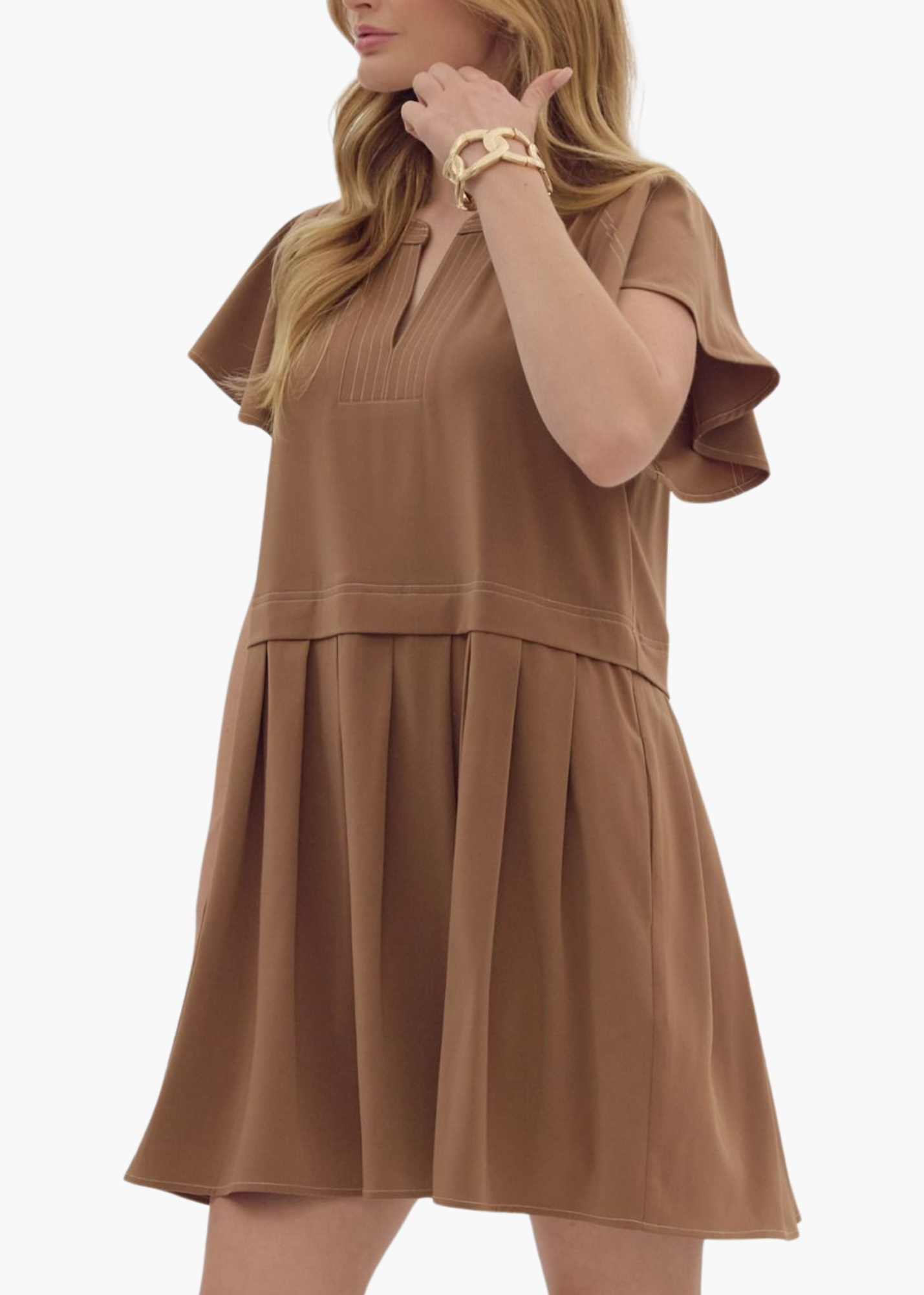 Hattie Mini Dress in Mocha