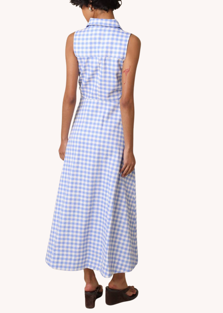 Gene Gingham Button-Front Maxi Dress