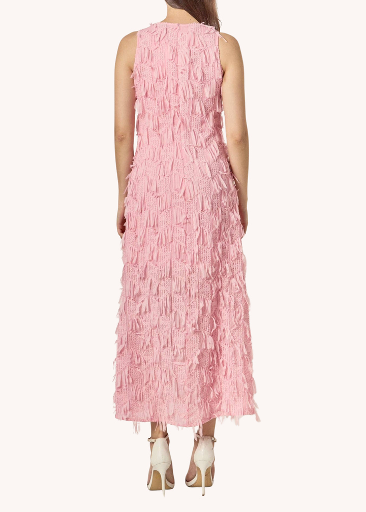 Textured Sleeveless Maxi Dress in Pink