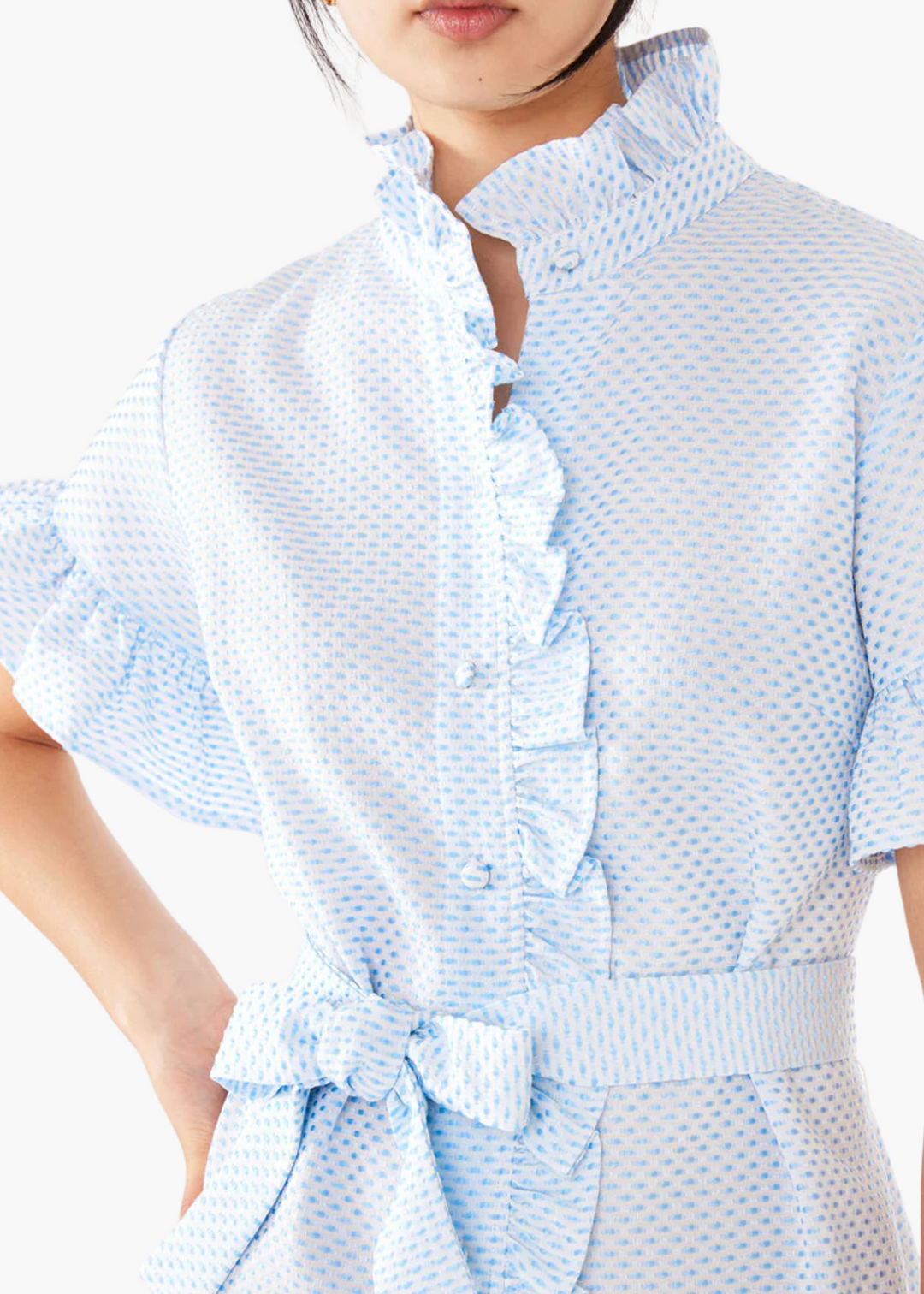 Katie Dress Light Blue Tufted Cotton