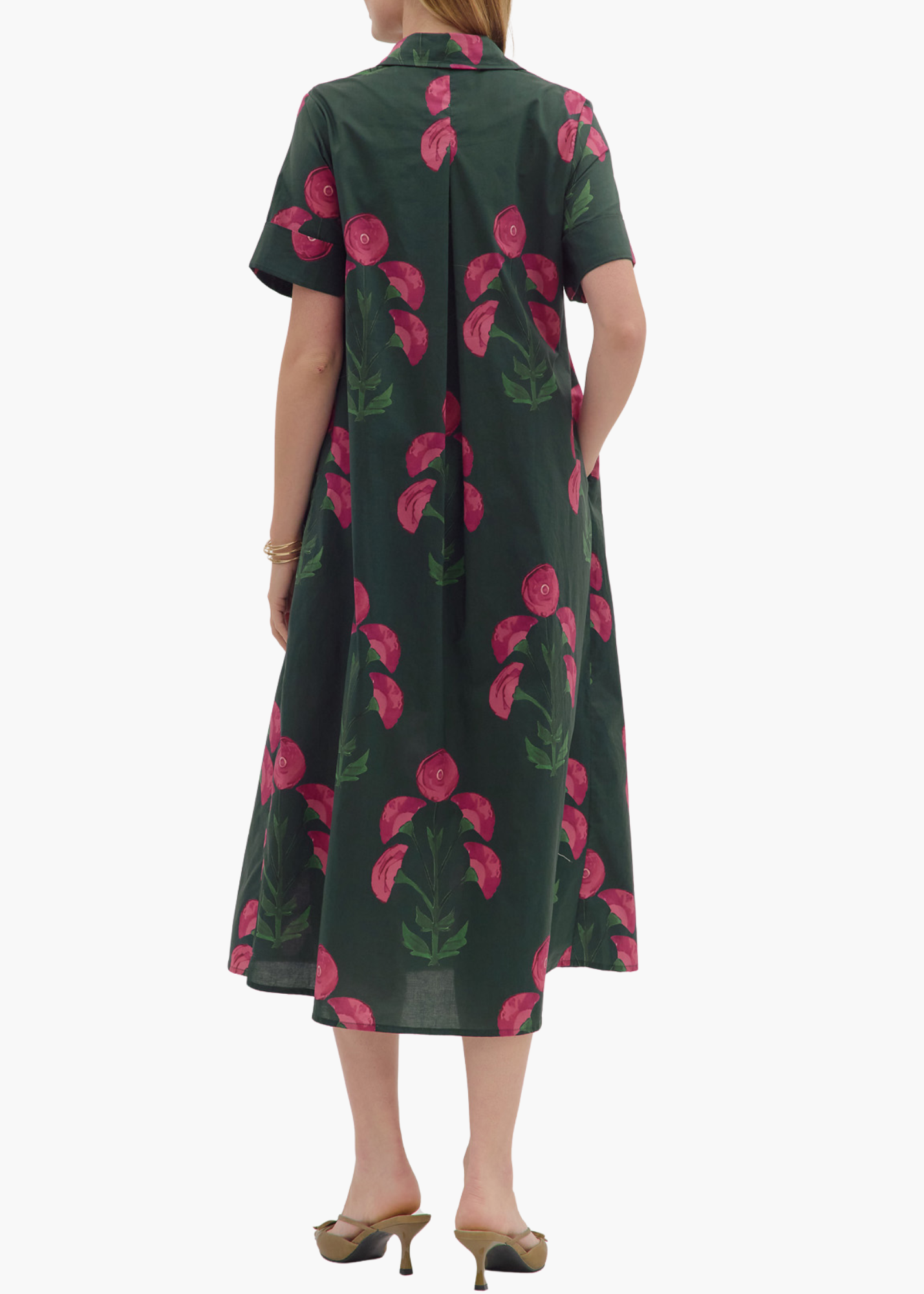 Lori Midi Dress in Hunter Green
