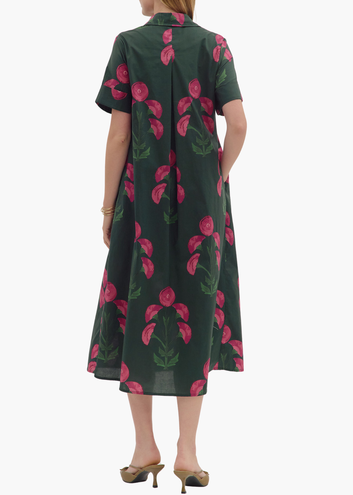 Lori Midi Dress in Hunter Green
