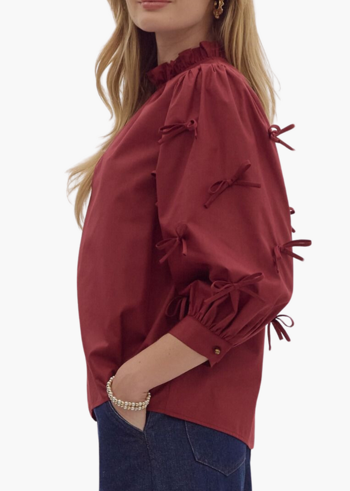 Bernice Bow Top in Crimson