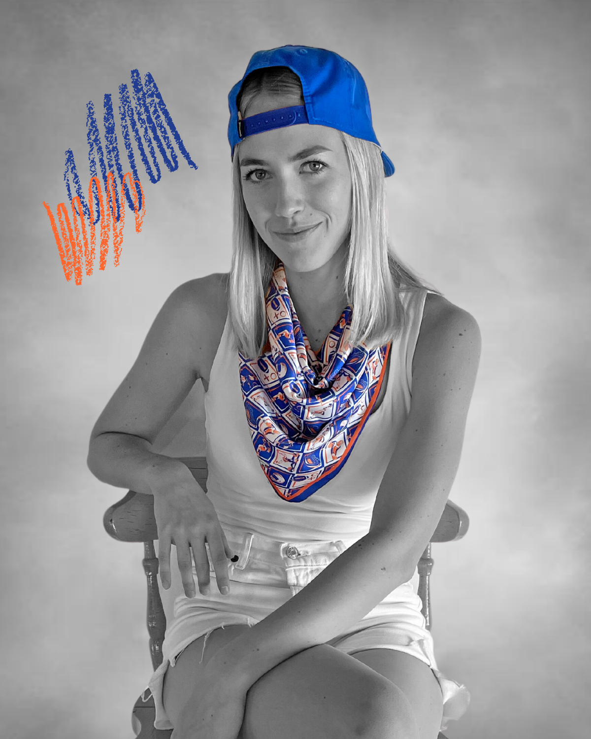 Cobalt + Orange Checkerboard Gameday Scarf