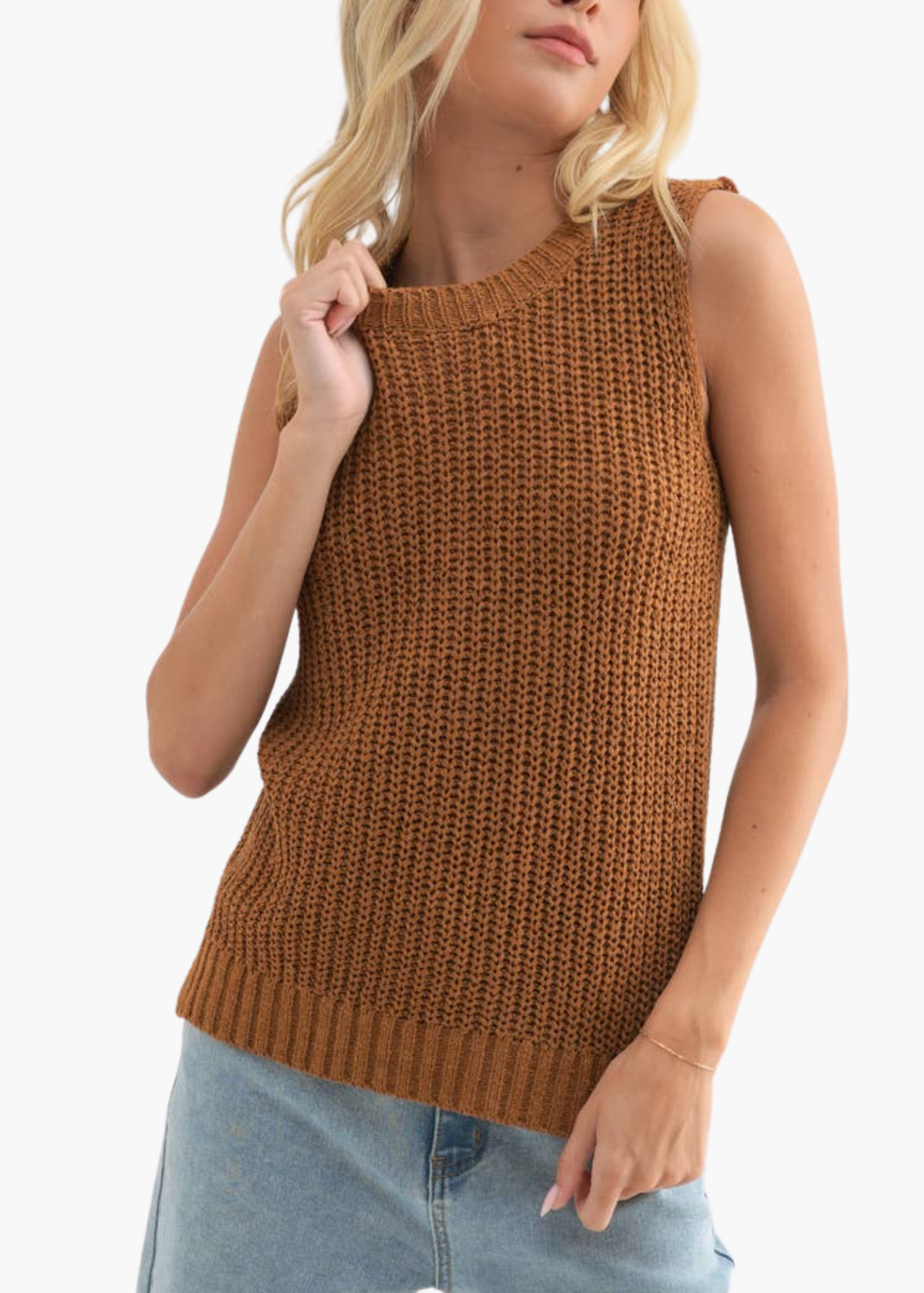 Jackie Sweater Tank in Camel