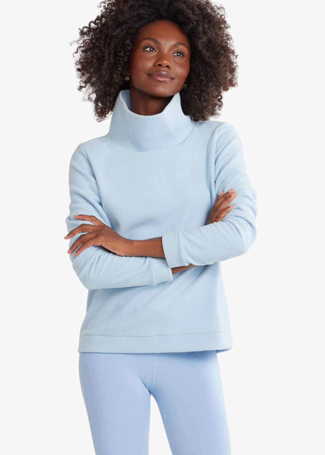 Park Slope Turtleneck in Vello Fleece in Ice Blue