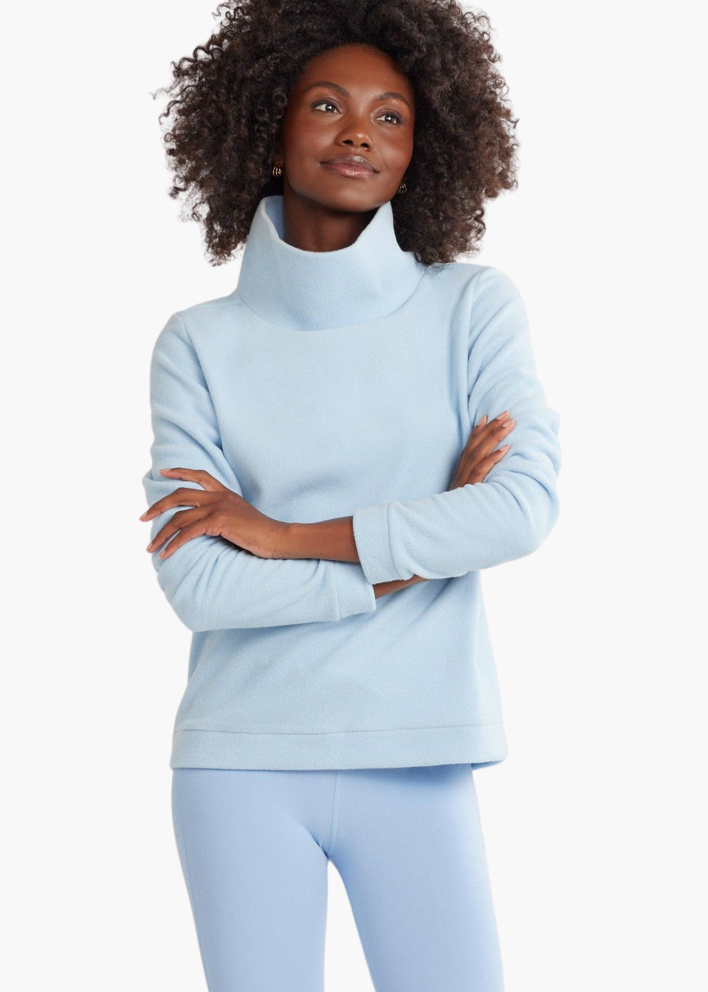 Park Slope Turtleneck in Vello Fleece in Ice Blue