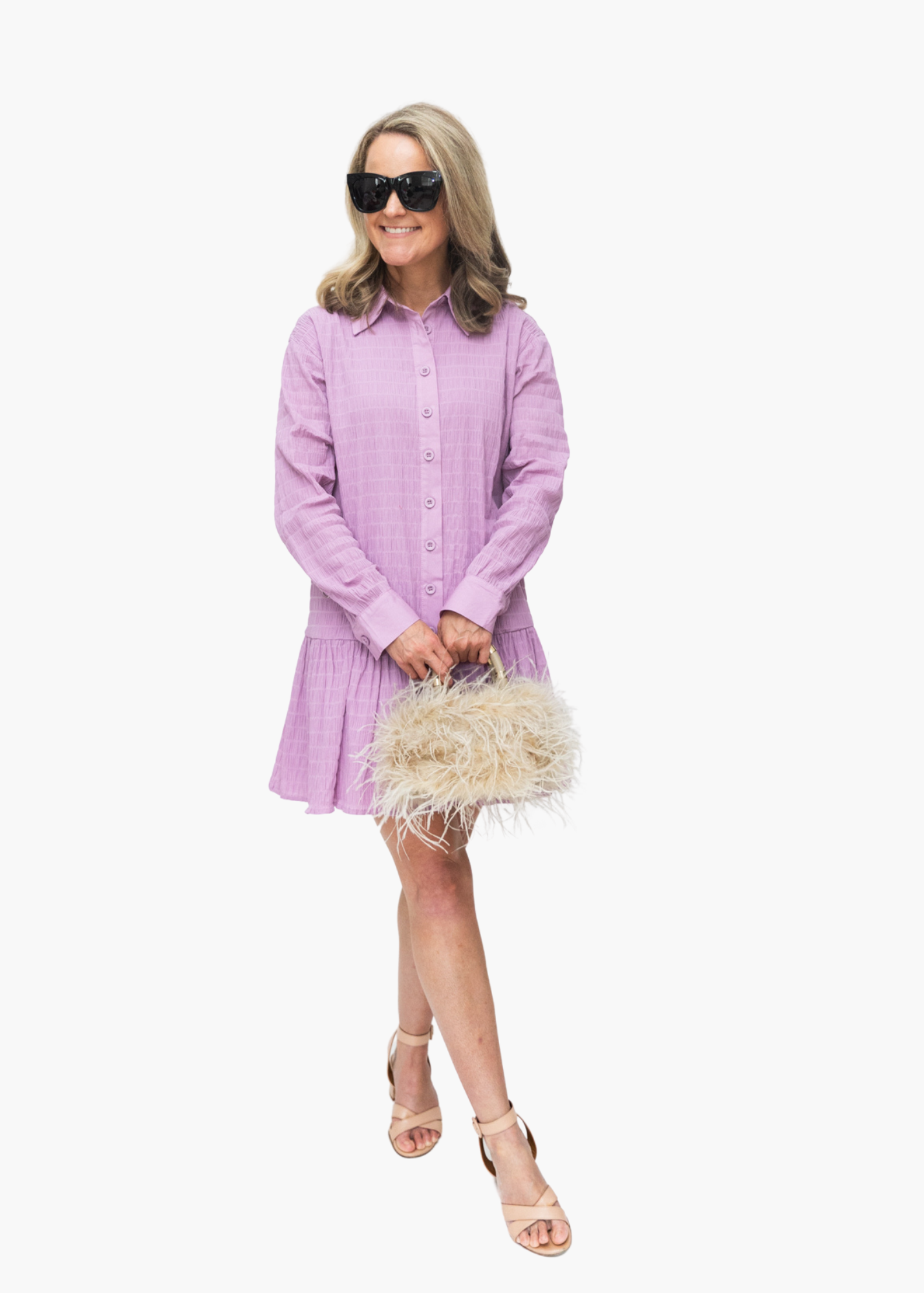 Collar Pleated Shirt Dress | Lavender