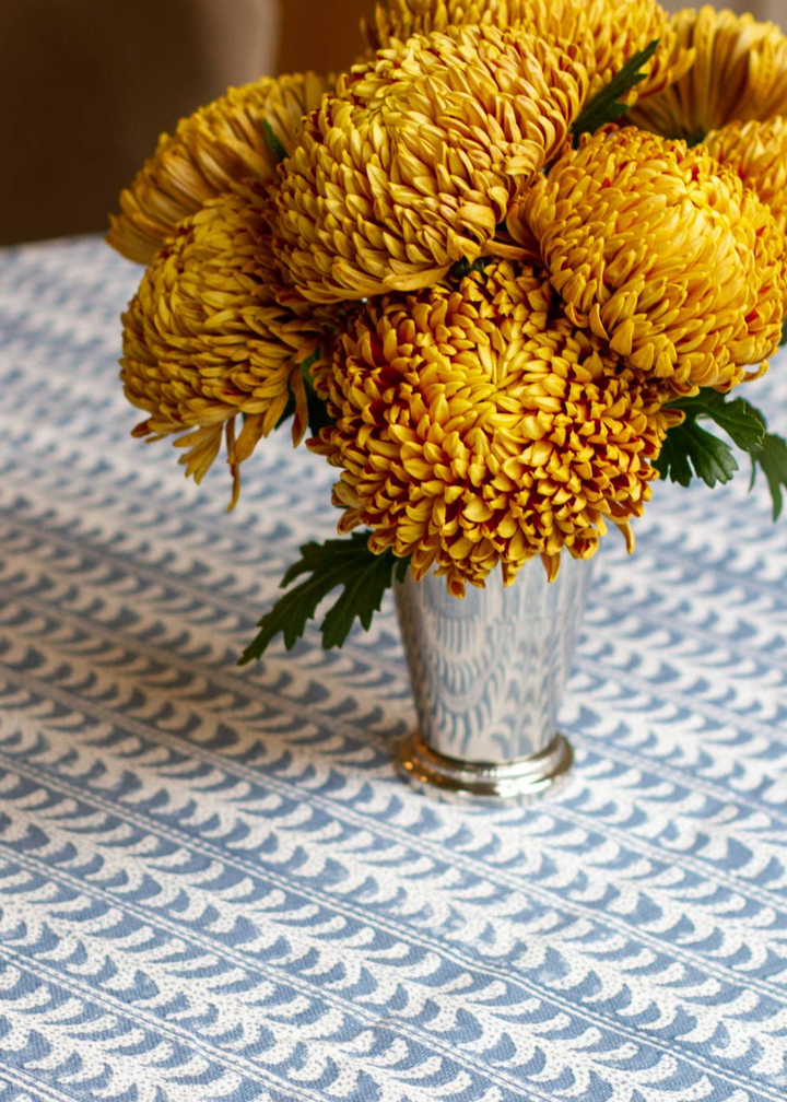 Endless Fleur Tablecloth in Dusty Blue