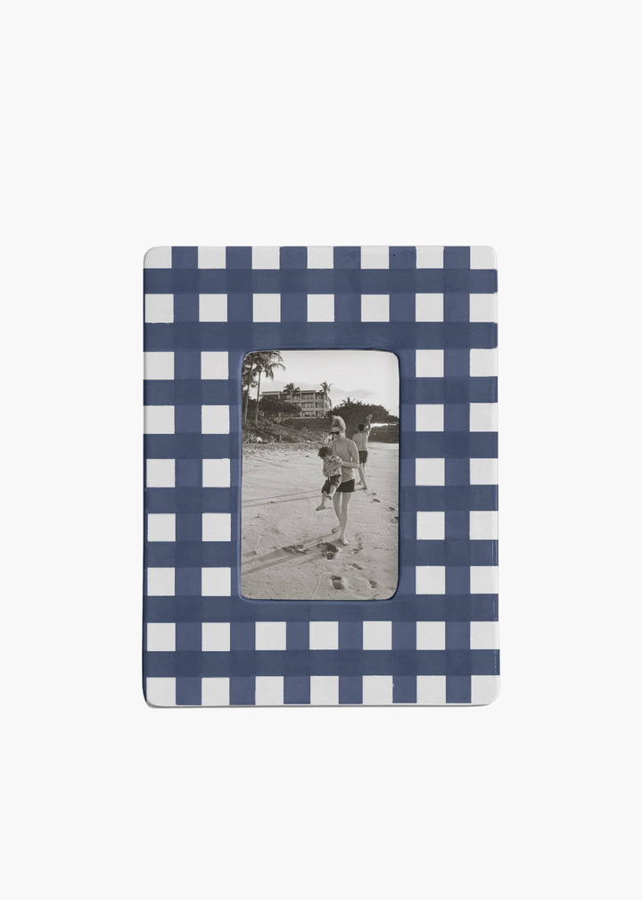 Gingham Photo Frame in Navy
