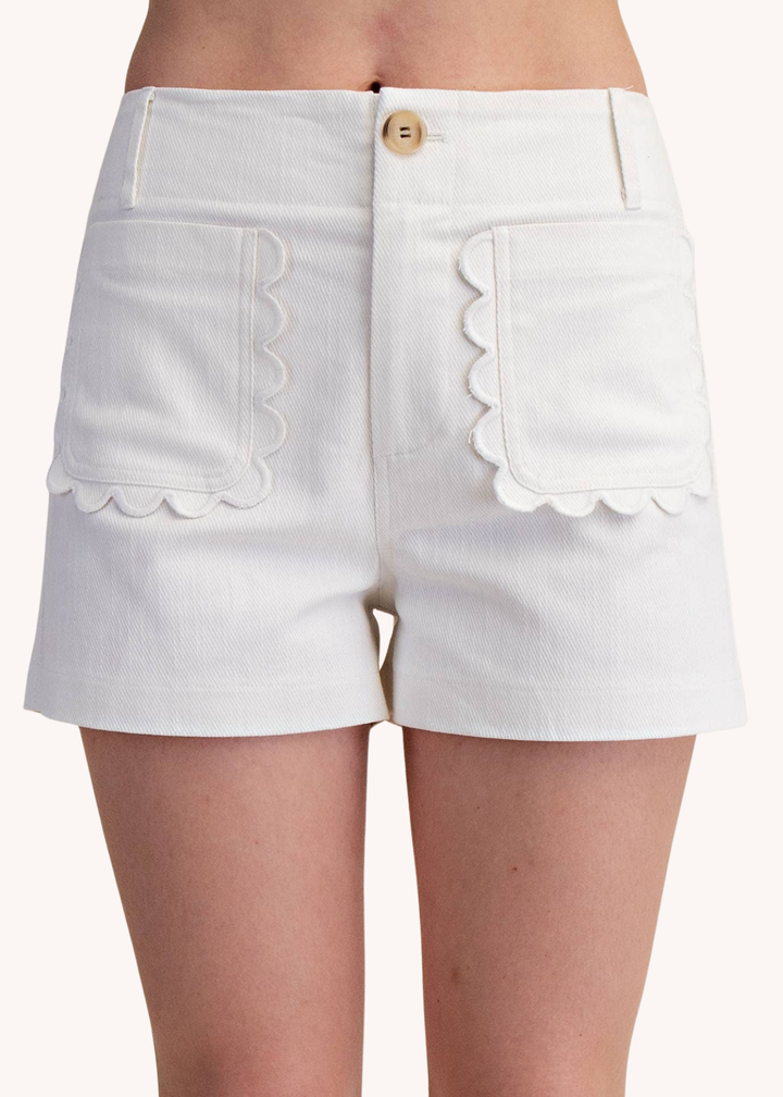 Colette Scalloped Shorts in White