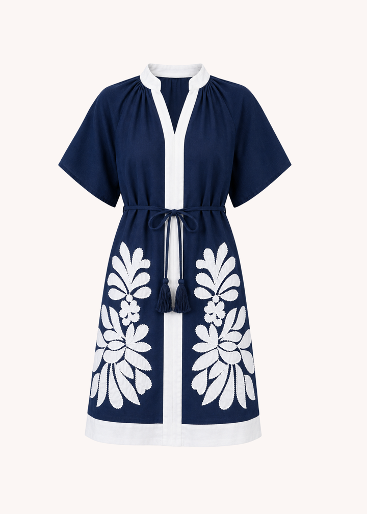Sawyer Belted Kaftan in Navy