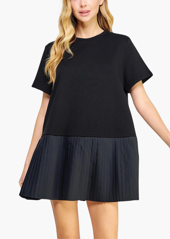 Maddy Knit Tee Mini Dress | Black