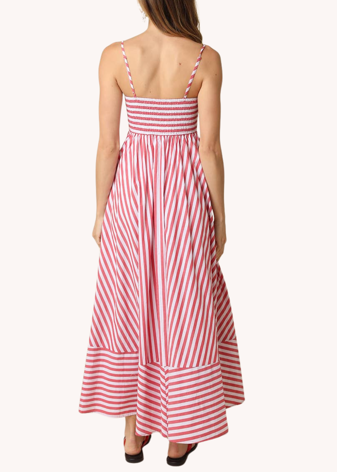 Cecily Cotton Stripe Maxi Dress in Red Stripe