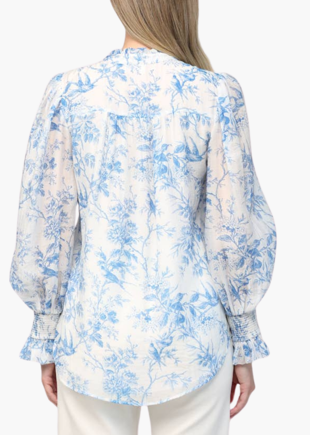 Toile Ruffle Neck Blouse
