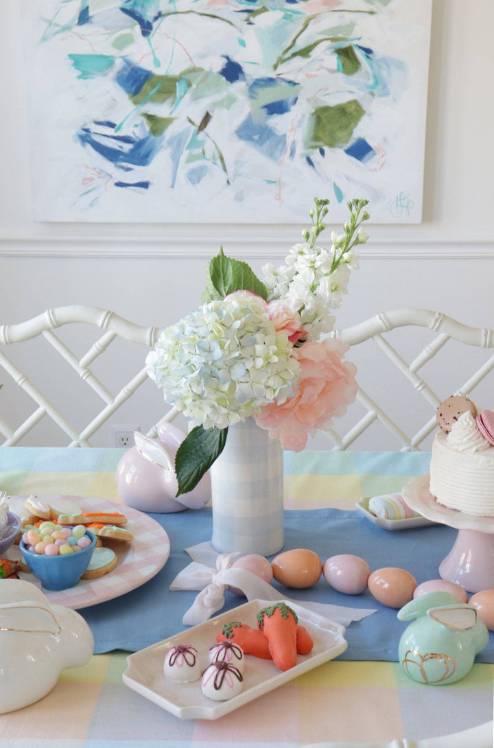 Gingham Vase in French Blue
