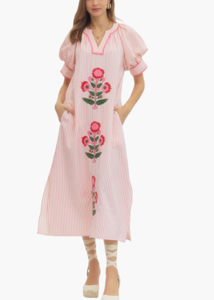 Allie Midi Dress in Pink
