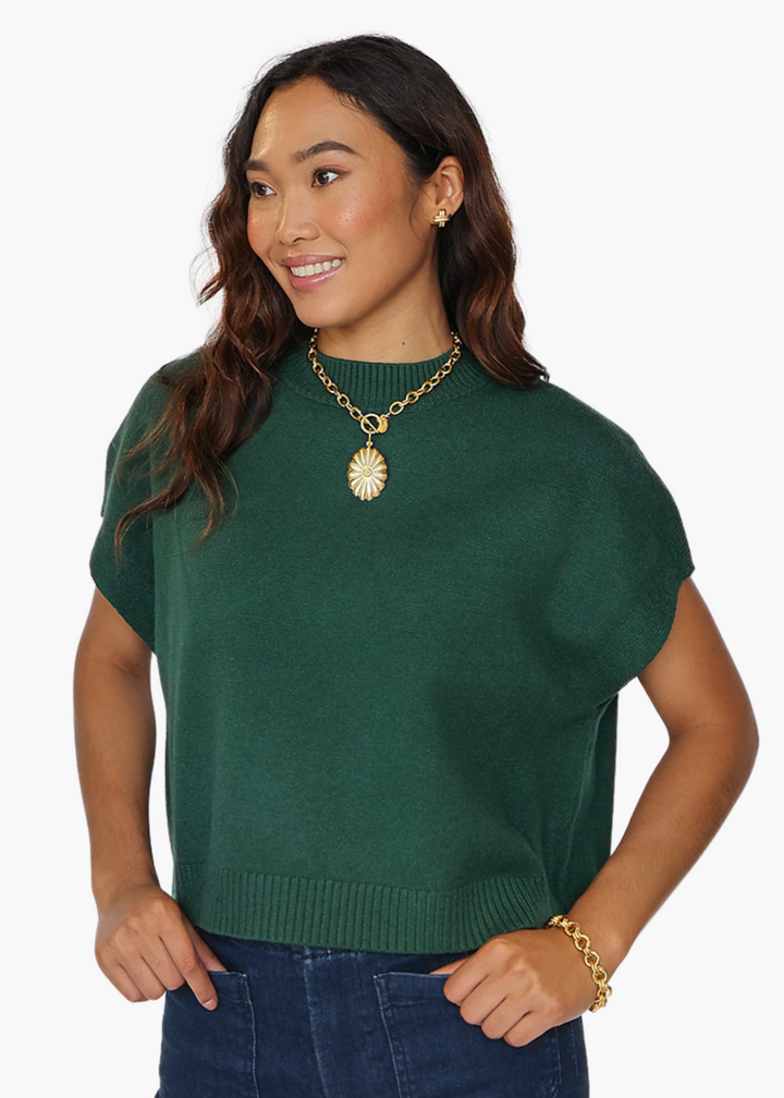 Addie Drop Shoulder Sweater in Forest Green