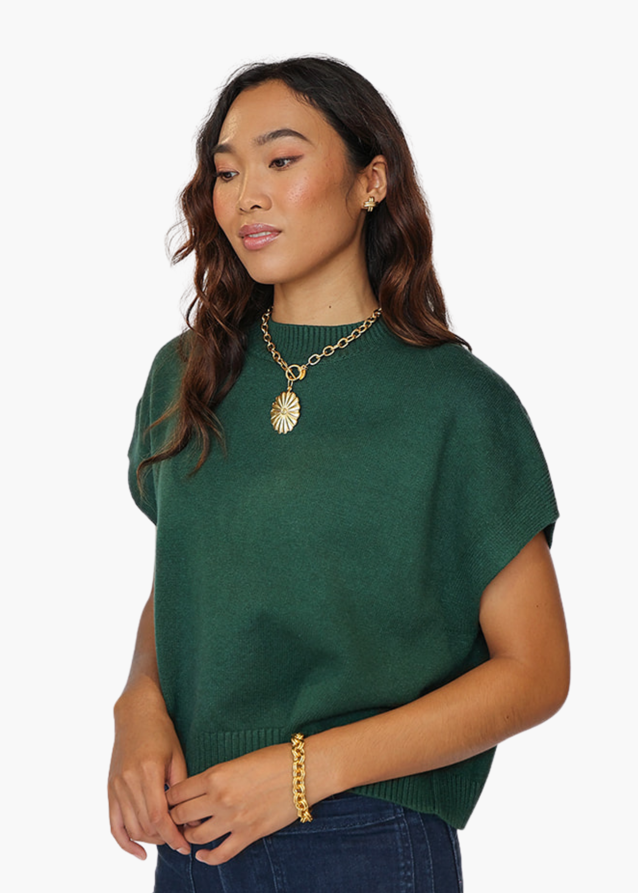 Addie Drop Shoulder Sweater in Forest Green