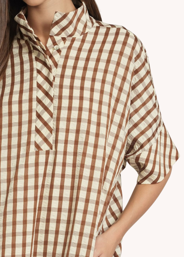 Gingham Kaftan in Brown