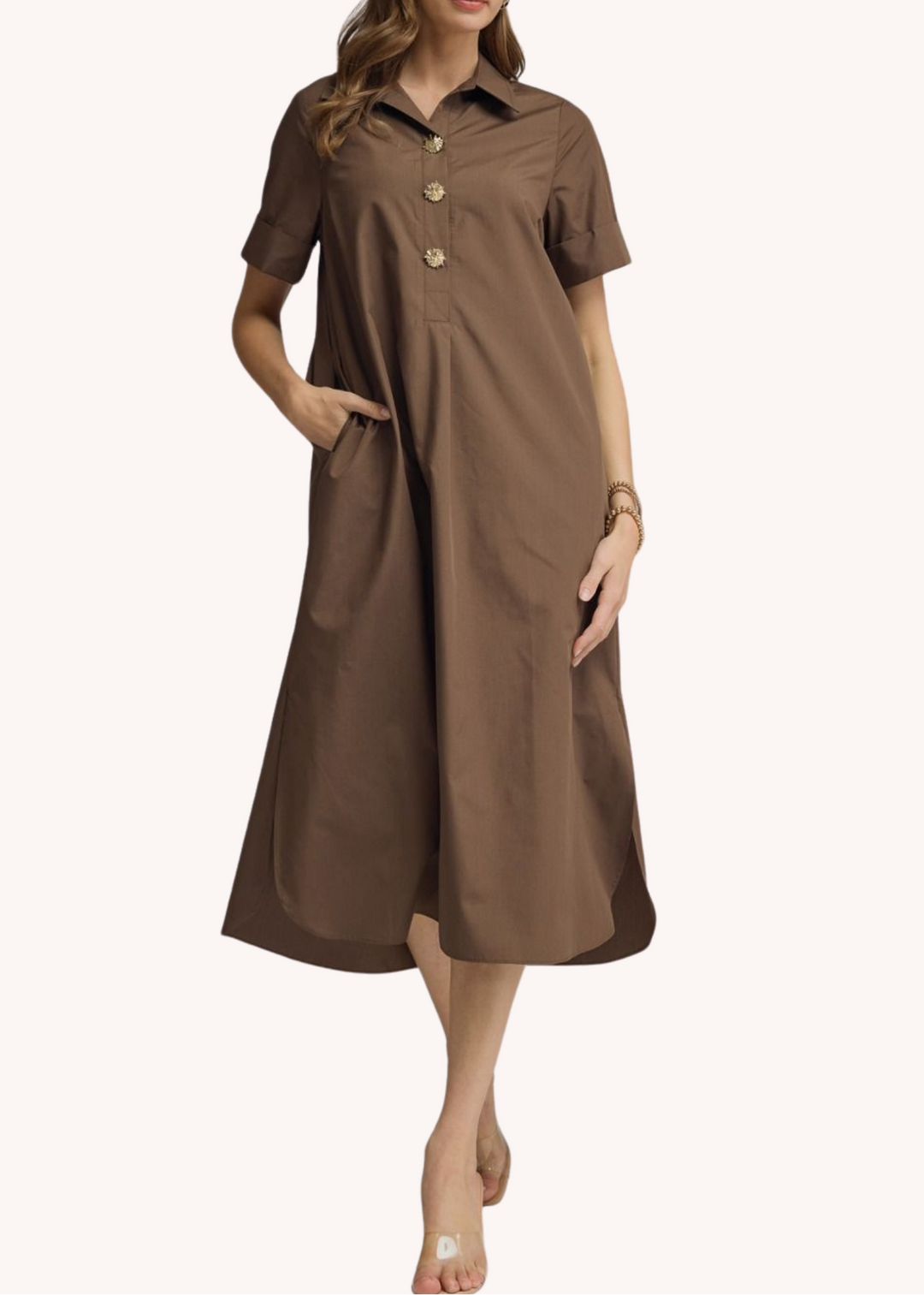 Sloane Midi Dress in Brown