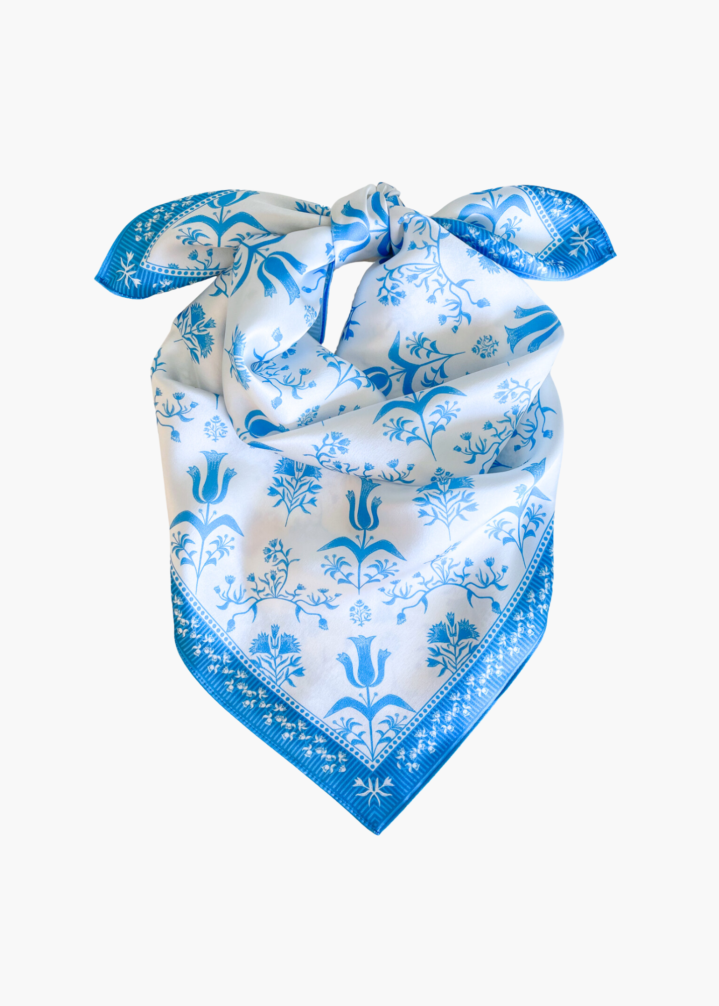 Hydrangea Block Print Silk Scarf